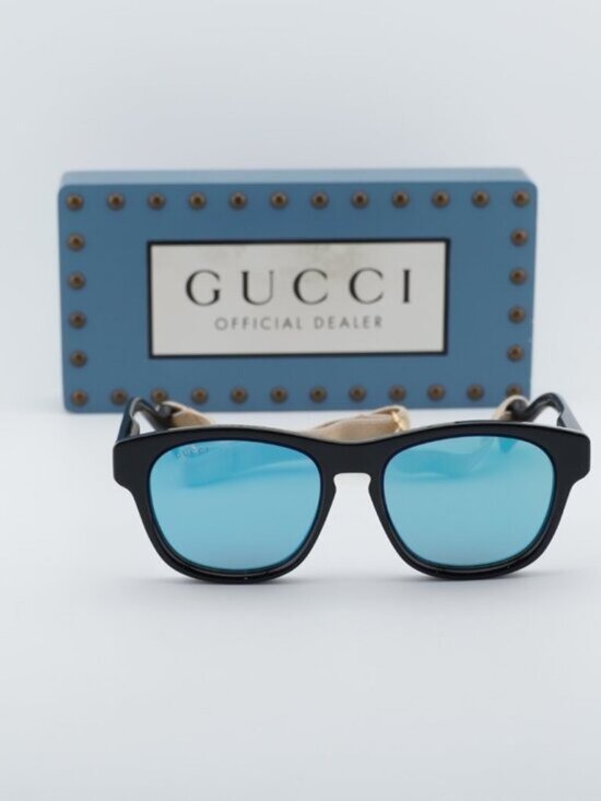 Gucci GG1238S 002 Square Sunglasses - Black\\Blue main image 7